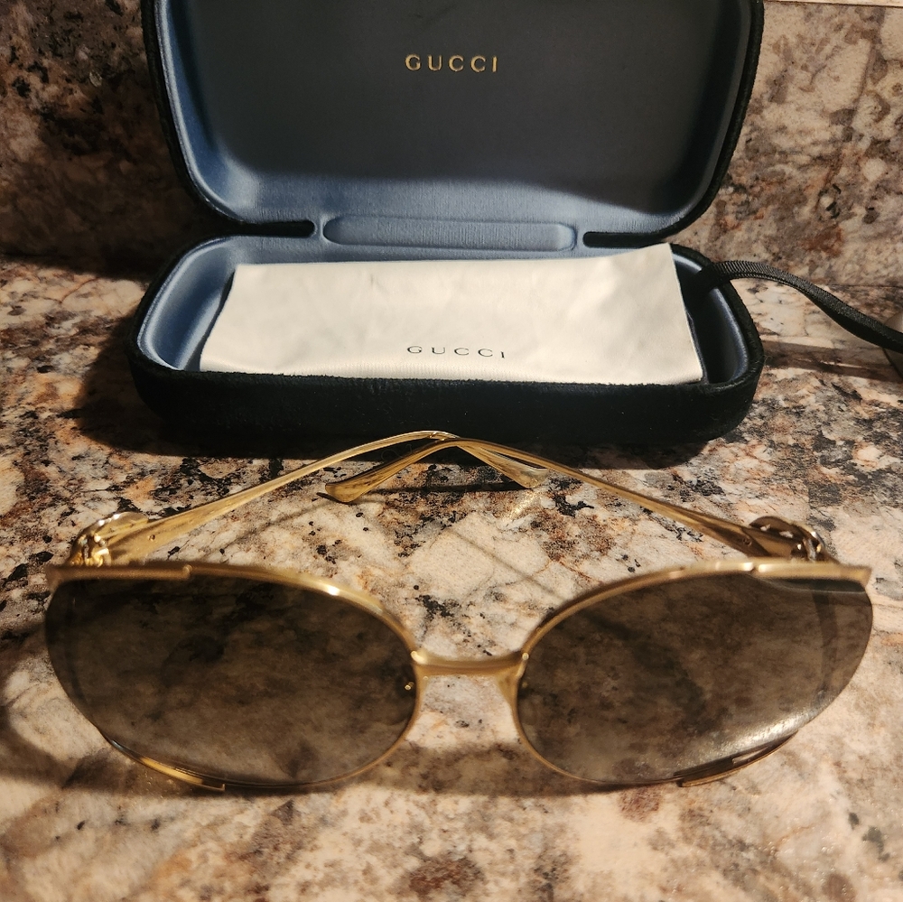 Gucci 63mm Gradient Oversize OpenTemple Round Sunglasses - Picture 5 of 7